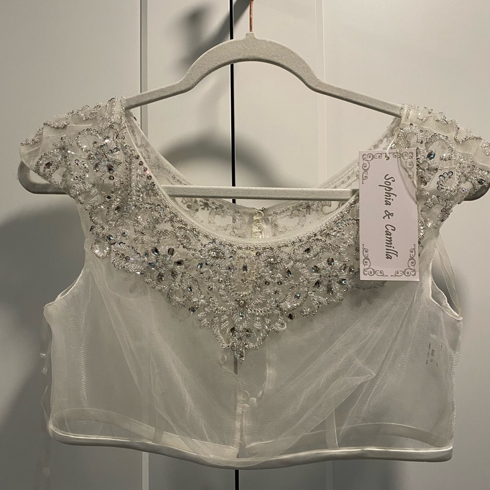 Removable Gemstone Beaded Illusion Neckline